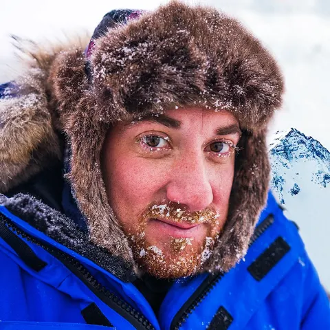 Drew Binsky outdoors in winter clothing